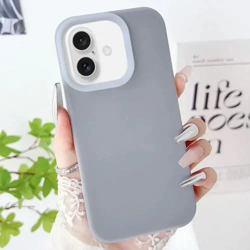 Funda híbrida Silicona Líquida iPhone 16 Plus (Gris)