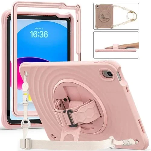 Funda híbrida Silicona Soporte giratorio para iPad 2025/2022 (Rosa)