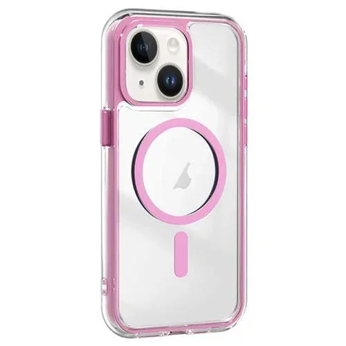 Funda Híbrida TPU Acrílico para iPhone 15 Plus Magsafe con Airbag y a Prueba de Golpes (Rosa)
