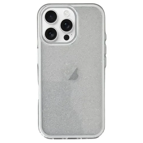 Funda híbrida TPU con purpurina Imd 3 en 1 para iPhone 16 Pro Max (Blanca)