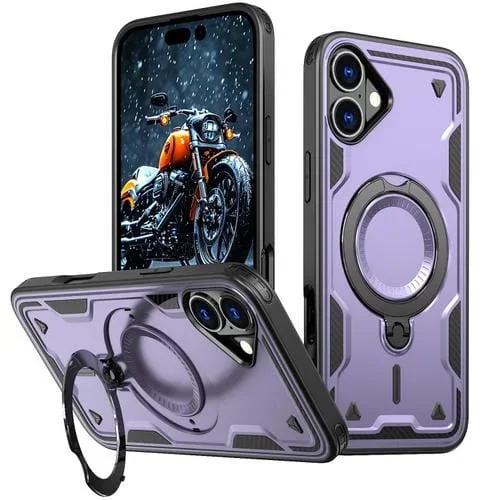 Funda Híbrida TPU con Soporte Magsafe para iPhone 16 Plus (Morado)