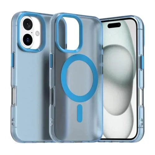 Funda híbrida TPU iPhone 16 Candy Magsafe PC (Azul)