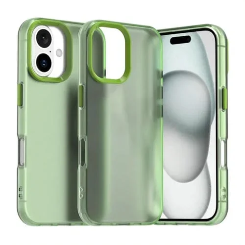 Funda híbrida TPU iPhone 16 Plus a prueba de golpes con diseño frutas y caramelos (Verde)