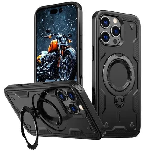 Funda Híbrida TPU iPhone 16 Pro Max Soporte Magsafe Carcasa Protectora (Negra)