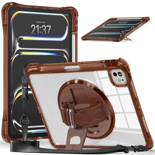 Funda Híbrida TPU para iPad Pro 13 2024 Soporte Giratorio (Chocolate)