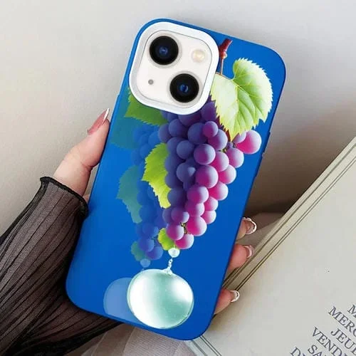 Funda híbrida TPU para PC diseño de Uva iPhone 13 (Azul)