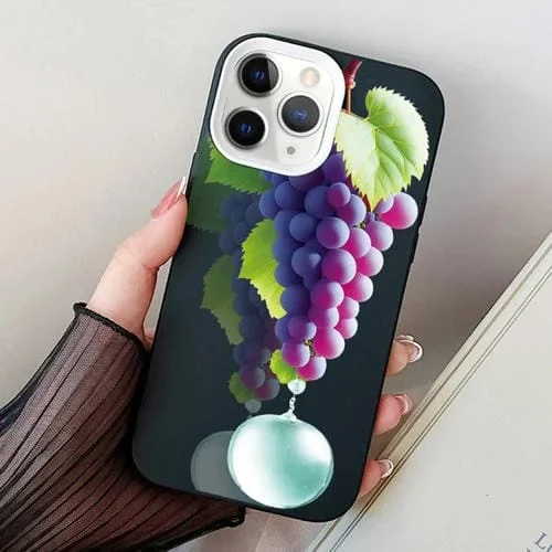 Funda híbrida TPU para PC iPhone 11 Pro Max diseño de Uva (Negra)