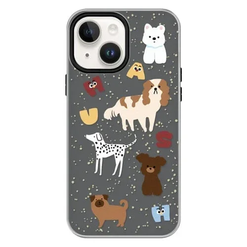 Funda híbrida TPU Policarbonato iPhone 13 Cachorro Inglés (Negro)