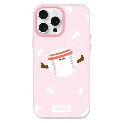 Funda híbrida TPU Policarbonato iPhone 15 Pro Max Tacto Sedoso (Rosa Béisbol Deportivo)