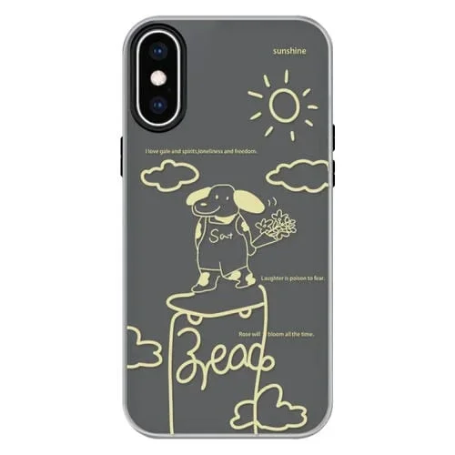 Funda híbrida TPU Policarbonato iPhone X/Xs Tacto Sedoso (Rosa Cachorro Negro)