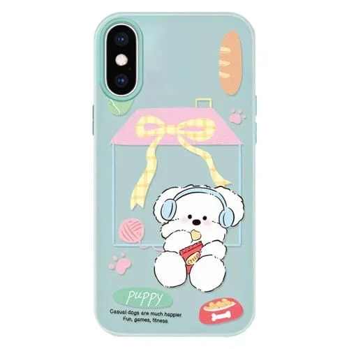 Funda Híbrida TPU Policarbonato iPhone Xs Max Cachorro de Patatas Fritas (Verde Claro)