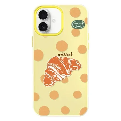 Funda híbrida TPU Policarbonato para iPhone 16 Plus (Croissant de Lunares en Amarillo)