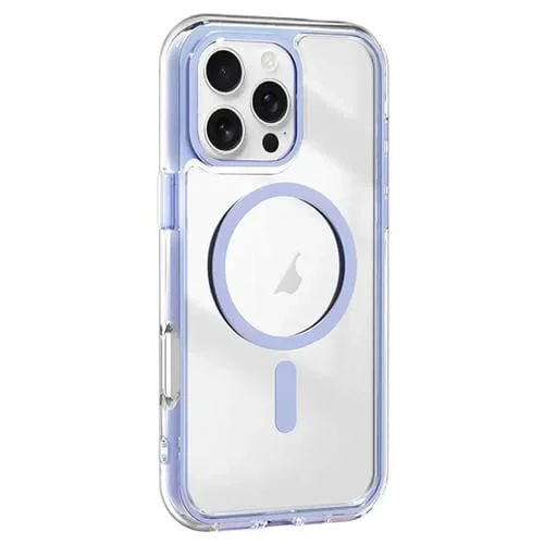Funda híbrida TPU y Acrílico para iPhone 16 Pro a prueba de golpes con Airbag y Magsafe (Morado Claro)