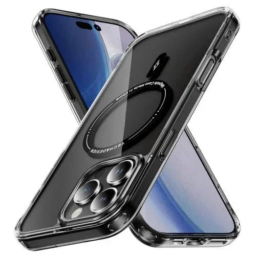 Funda Híbrida TPU y PC con Airbag Magsafe para iPhone 16 Pro Max (Negro Transparente)