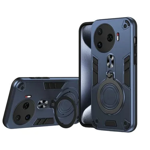 Funda híbrida TPU y PC con soporte giratorio 360 para Tecno Camon 30 Pro 5G (Azul Marino)