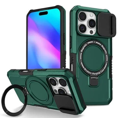 Funda Híbrida TPU y PC con Soporte Magsafe y Protección para iPhone 16 Pro Max (Verde Oscuro)