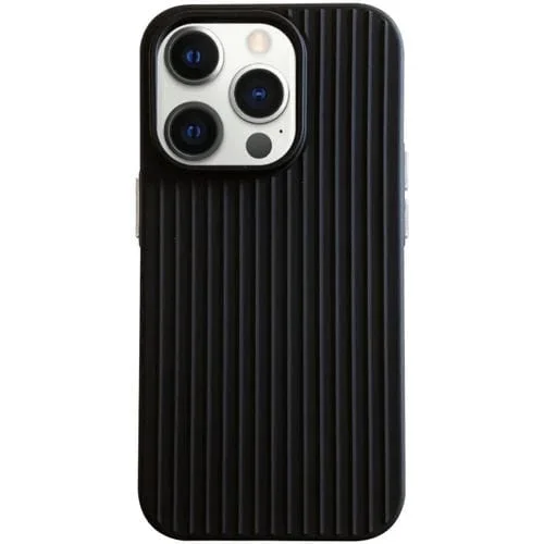 Funda híbrida TPU y PC diseño rayas y mosaicos Macarrones iPhone 12 Pro (Negra)
