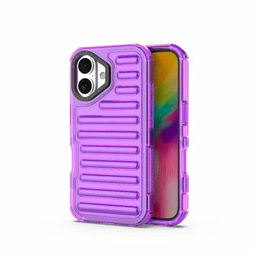 Funda híbrida TPU y PC iPhone 16 Plus Airbag Alta Transparencia (Púrpura)