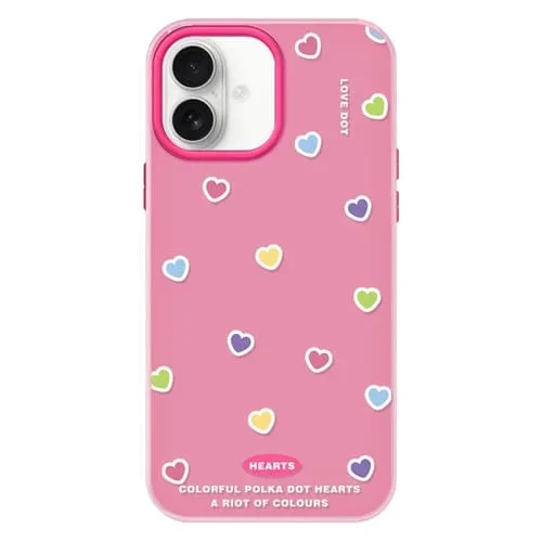 Funda híbrida TPU y PC iPhone 16 Plus Tacto Sedoso (Rojo, Rosa, Amor)