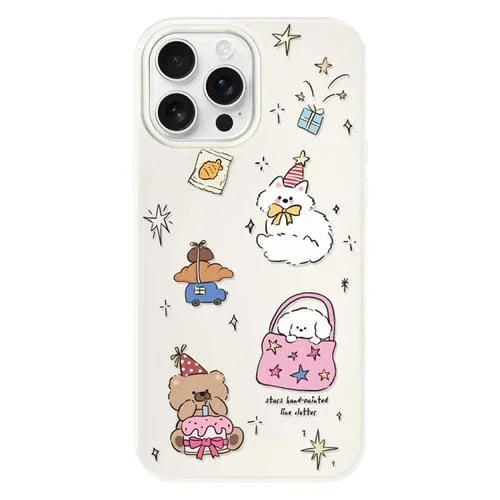 Funda híbrida TPU y PC Objeto Pequeño Star Shine para iPhone 15 Pro Max (Blanco)