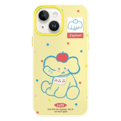 Funda híbrida TPU y PC para iPhone 14 Plus con Tacto Sedoso (Amarillo)