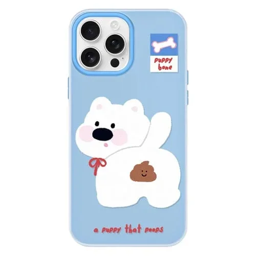 Funda híbrida TPU y Policarbonato iPhone 15 Pro Cachorro Azul