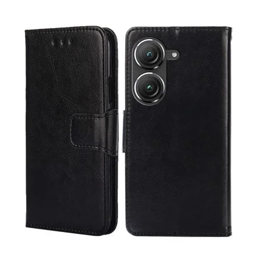 Funda Horizontal Flip de Cuero para Asus Zenfone 9 Crystal Texture (Negro)