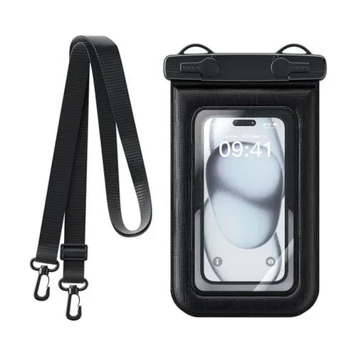 Funda Impermeable para Teléfono Móvil IPX8 con Esponja Antigolpes y Flotante (Negra)