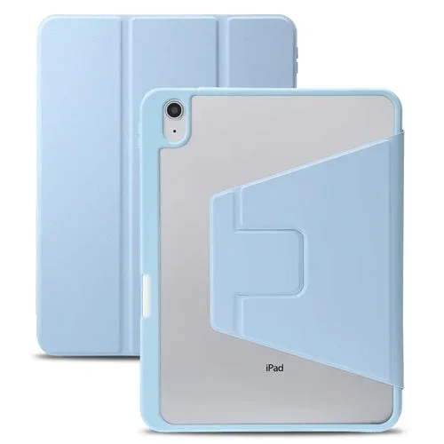 Funda Inteligente Cuero Acrílico para iPad 2025/2022 con Rotación 360 Grados y 3 Pliegues (Azul Bebé)