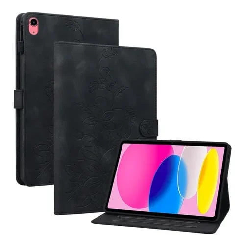 Funda Inteligente Cuero con Relieve Lily para iPad 2025/2022 (Negra)