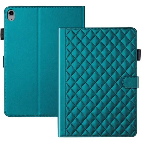 Funda inteligente de cuero para iPad 2025/2022 con diseño de rombos y celosía (Verde Oscuro)