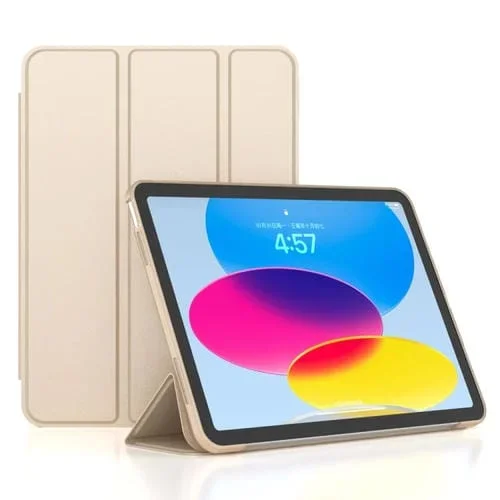 Funda Inteligente de Cuero TPU 3 Pliegues para iPad 2025/2022 (Dorada)
