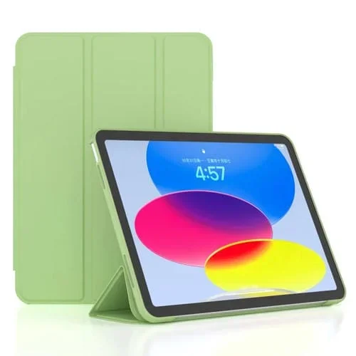 Funda Inteligente de Cuero TPU 3 Pliegues para iPad 2025/2022 (Verde)