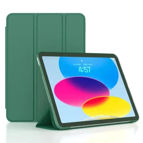 Funda Inteligente de Cuero TPU para iPad 2025/2022 3 Pliegues (Verde Oscuro)