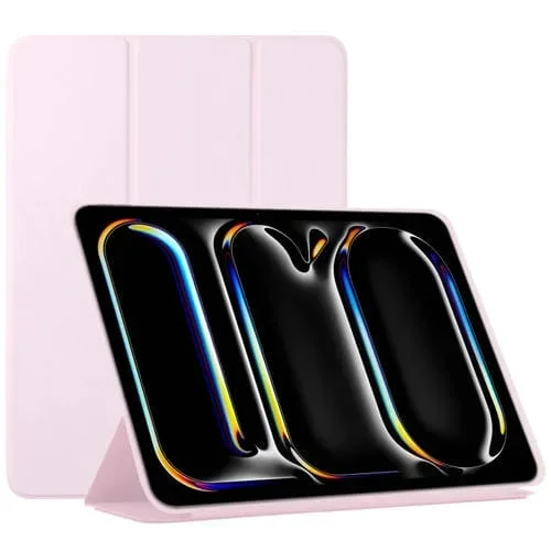 Funda Inteligente de Pu con Clip de Doble Cara y Cierre Magnético para iPad Pro 11 (2024) (Rosa)