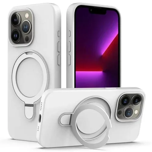 Funda Magnética de Silicona Líquida Magsafe para iPhone 16 Pro Max con Soporte para Anillo (Blanca)
