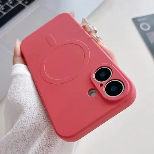 Funda Magnética de Silicona Líquida para iPhone 16 Magsafe (Rojo Camelia)