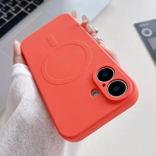 Funda Magnética de Silicona Líquida para iPhone 16 Plus Magsafe (Naranja)