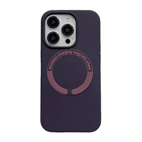 Funda Magnética de Silicona para iPhone 15 Pro Max Magsafe (Púrpura Oscuro)