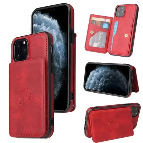Funda Magnética iPhone 11 Pro Max Textura de Becerro (Rojo)