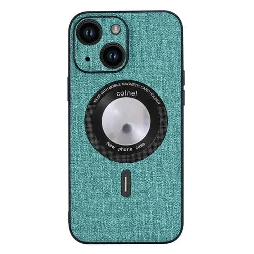 Funda Magnética Magsafe para iPhone 15 con Textura de Tela (Verde Claro)
