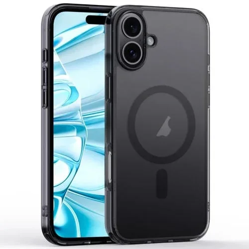 Funda Magnética para iPhone 16 Crystal Clear Frosted Magsafe (Negra Transparente)
