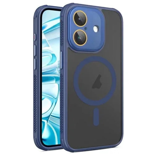 Funda Magnética para iPhone 16 Sensación de Enfriamiento Lateral Esmerilada Magsafe (Azul)
