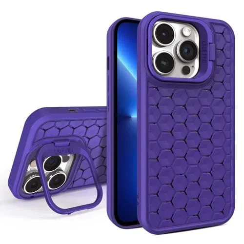 Funda Magnética para Teléfono iPhone 13 Pro Honeycomb Radiating Lens Holder (Púrpura)