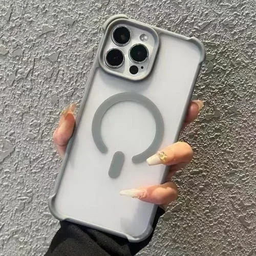 Funda MagSafe semitransparente con tacto esmerilado para iPhone 15 Pro Max (gris)