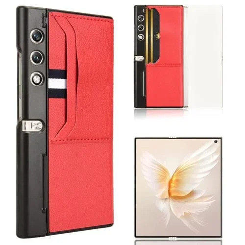 Funda Monedero para Honor V con Ranuras para Tarjetas y Textura Litchi (Rojo)