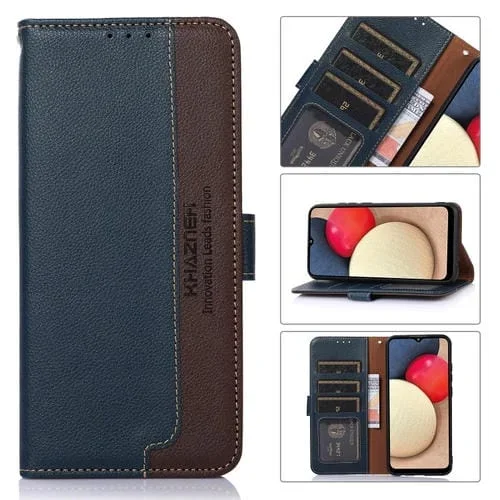 Funda para Alcatel 1B 2022 Khazneh Litchi Texture Leather Rfid (Azul)