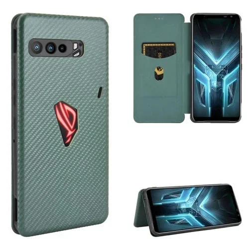 Funda para Asus Rog Phone 3 Zs661Ks Flip Horizontal Magnético TPU PC Cuero Pu Ranura (Verde)