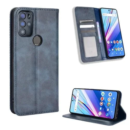 Funda para Blu G91 Pro con Hebilla Magnética y Textura Retro de Cuero (Azul)