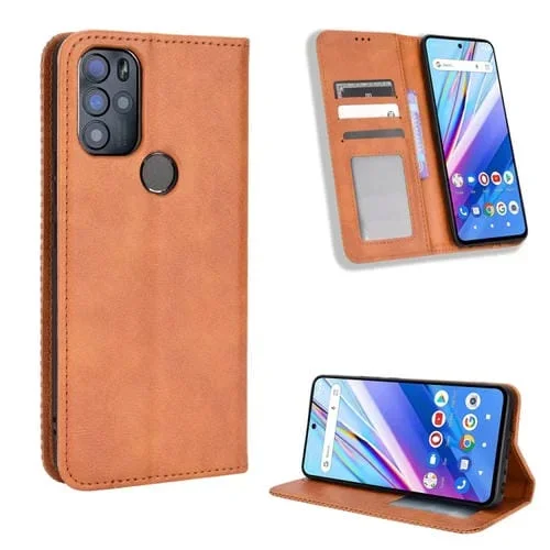 Funda para Blu G91 Pro con Hebilla Magnética y Textura Retro de Cuero (Marrón)
